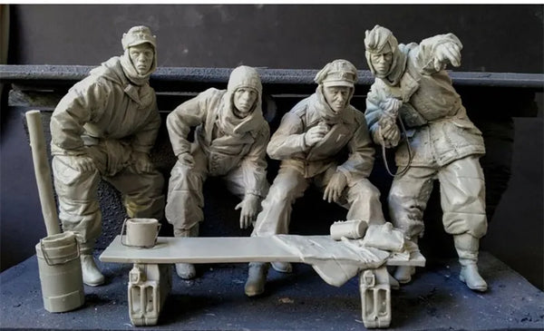 1/16 WWII Combat Soldiers, 4 Figures, Resin Model Figure Kit, Unassembled and Unpainted