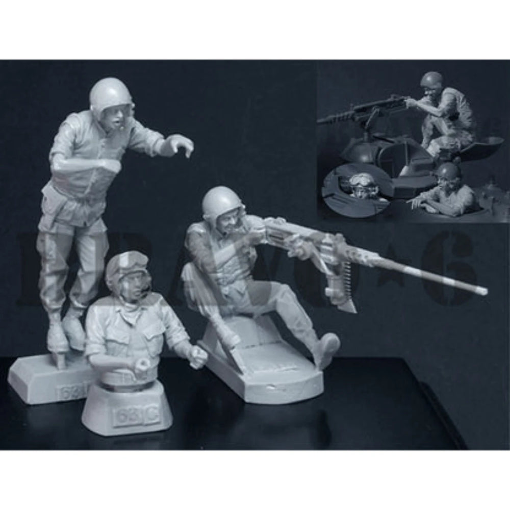 1/35 Vietnam War US Infantry M60 Machine Gun Crew, 3 Figures, Resin Model Figure Kit, Unassembled and Unpainted