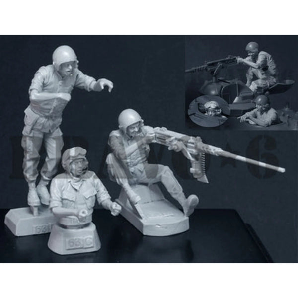 1/35 Vietnam War US Infantry M60 Machine Gun Crew, 3 Figures, Resin Model Figure Kit, Unassembled and Unpainted