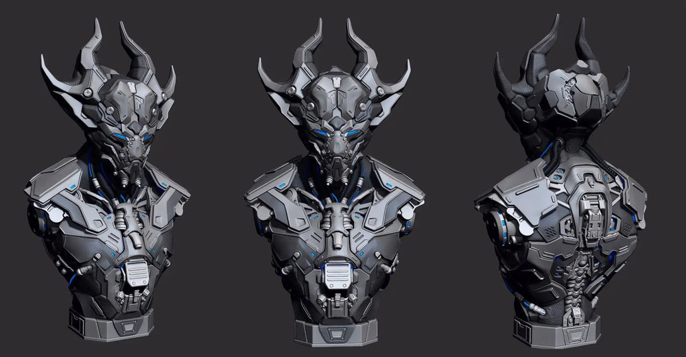 1/10 Armored Warrior, Resin Model Bust Kit, Sci-Fi Theme, Unassembled and Unpainted