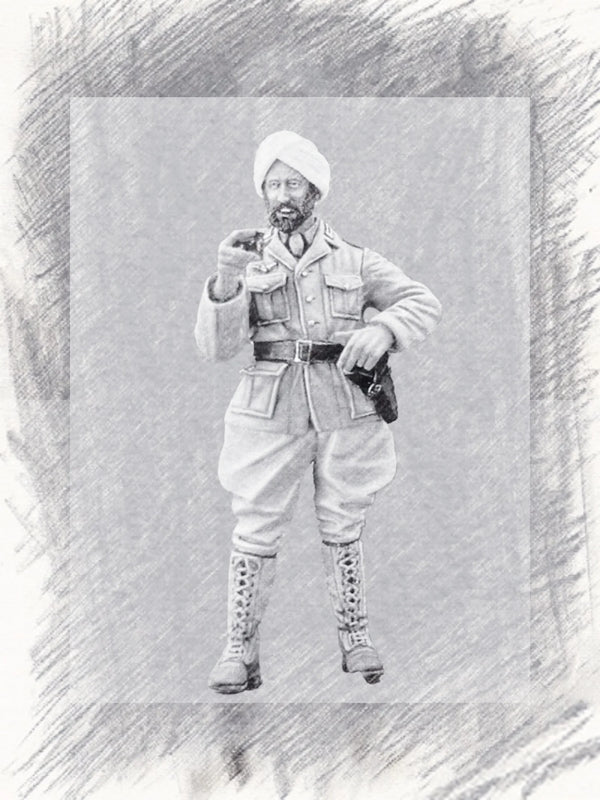 1/35 WWI British Indian Infantry in Pith Helmet, Resin Model Figure Kit, Unassembled and Unpainted