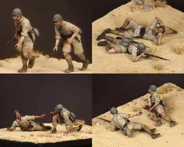1/35 WWI British Infantry Desert Attack, 32 Figures, Resin Model Figure Kit, Unassembled and Unpainted