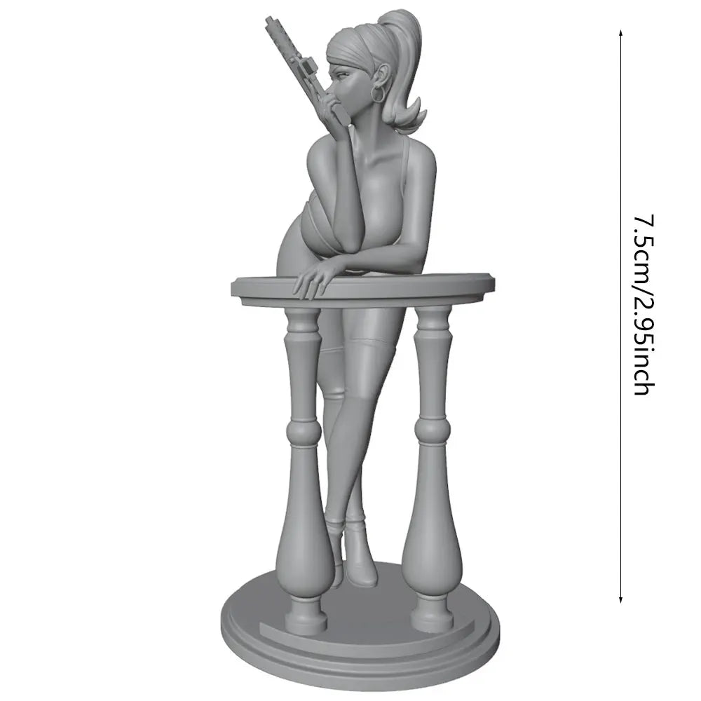 75mm Retro Female Spy Agent, Resin Model Figure Kit, Unassembled and Unpainted