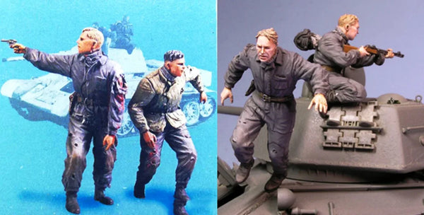 1/35 WWII Soldiers with Sci-Fi Elements, 4 Figures, Resin Model Figure Kit, Unassembled and Unpainted