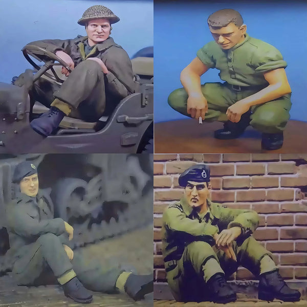 1/35 WWI British Infantry at Rest, 4 Figures, Resin Model Figure Kit, Unassembled and Unpainted