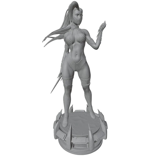 75mm Long-Haired Female Warrior with Dual Blades, Resin Model Figure Kit, Unassembled and Unpainted