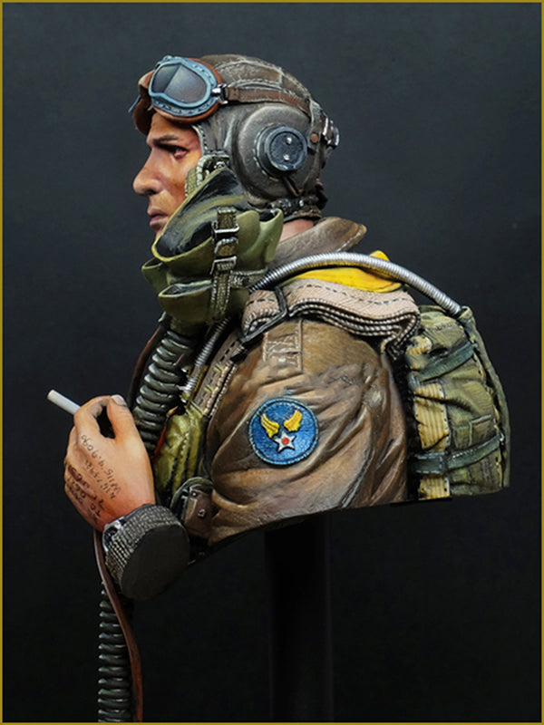 1/10 WWII US WWII Fighter Pilot, Resin Model Bust Kit, Unassembled and Unpainted