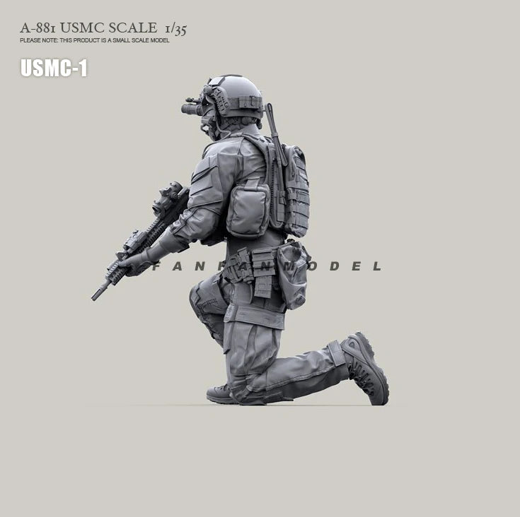 1/35 Modern USMC Rifleman Kneeling with Tactical Loadout, Resin Model Figure Kit, Unassembled and Unpainted