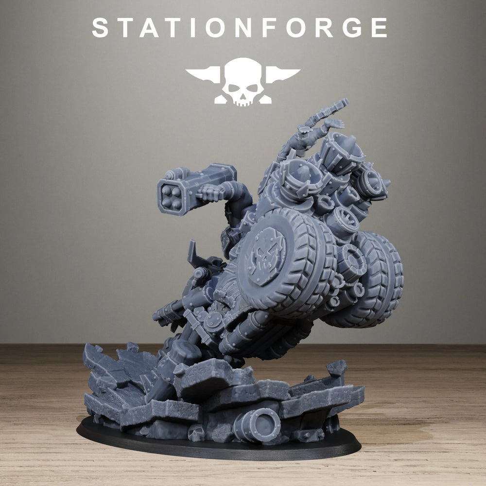 32mm Grimdark Ork Biker Boss, Resin Model Figure Kit, Sci-Fi Theme, Unassembled and Unpainted