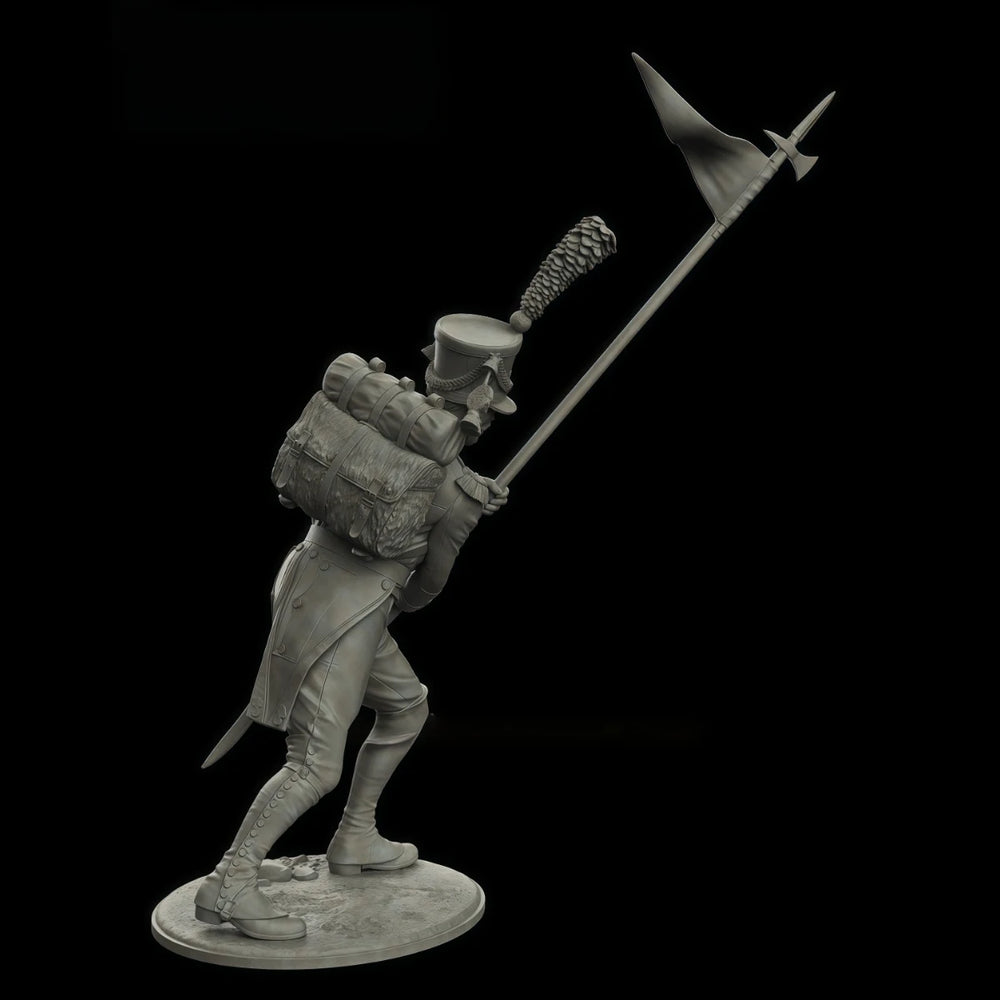 75mm Napoleonic French Infantry Eagle Standard Bearer, Resin Model Figure Kit, Unassembled and Unpainted