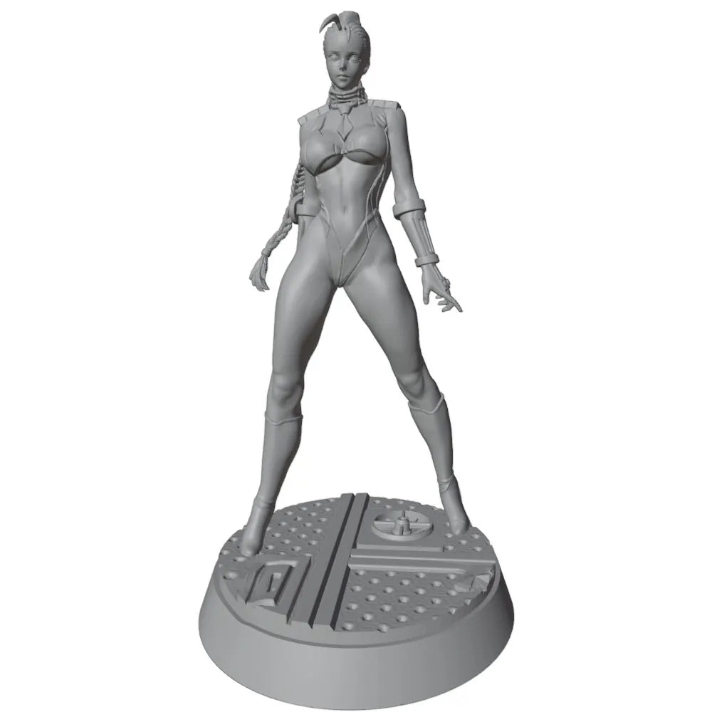 1/24 Sci-Fi Pin-Up with Blonde Braid, Resin Model Figure Kit, Unassembled and Unpainted