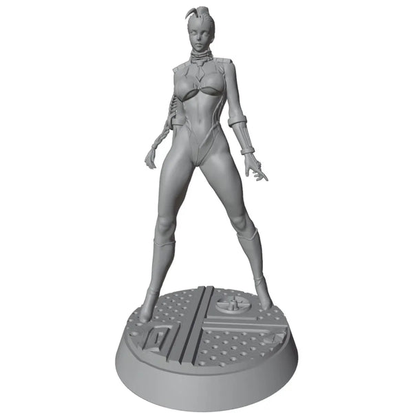 1/24 Sci-Fi Pin-Up with Blonde Braid, Resin Model Figure Kit, Unassembled and Unpainted