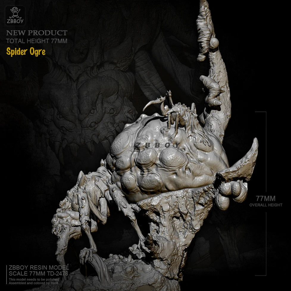 77mm Spider Ogre, Resin Model Creature Kit, Fantasy Theme, Unassembled and Unpainted