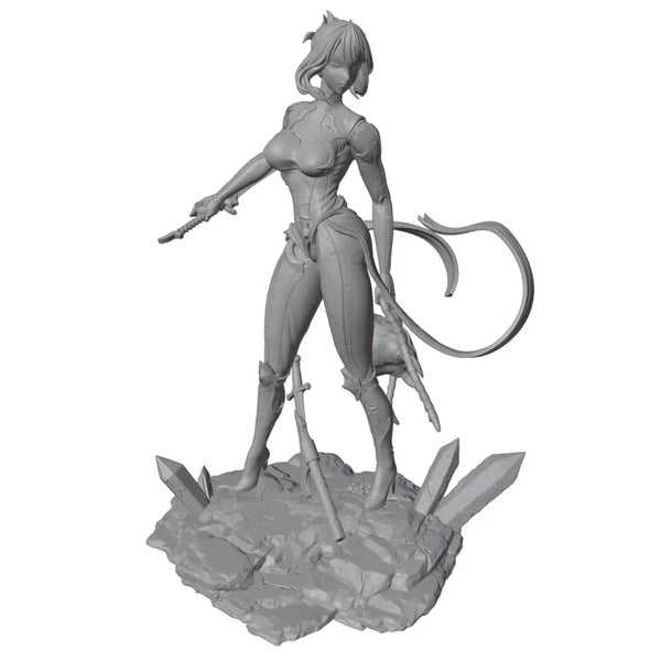 1/24 Female Warrior with Tail, Resin Model Figure Kit, Anime Theme, Unassembled and Unpainted