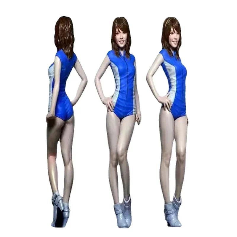 1/12 Modern Female Racing Driver, 3 Figures, Resin Model Figure Kit, Unassembled and Unpainted