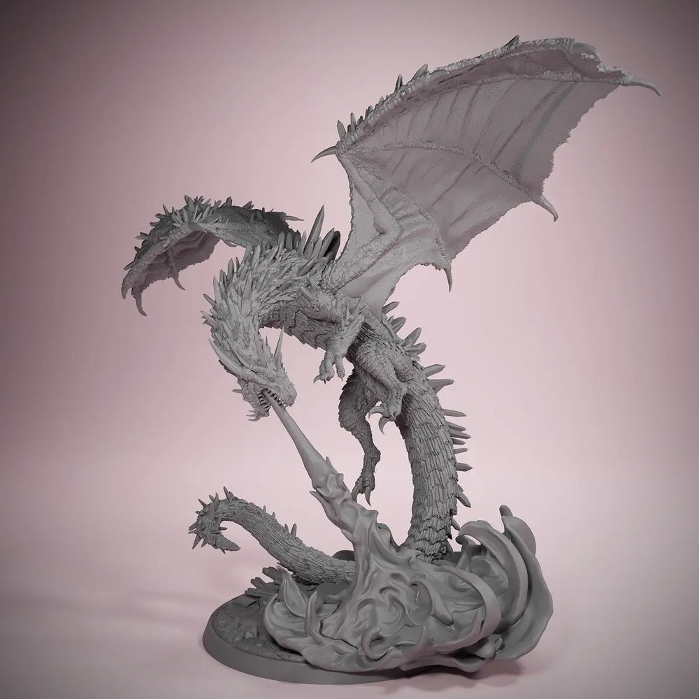 Four-Winged Dragon with Jagged Spine, Resin Model Figure Kit, Fantasy Theme, Unassembled and Unpainted