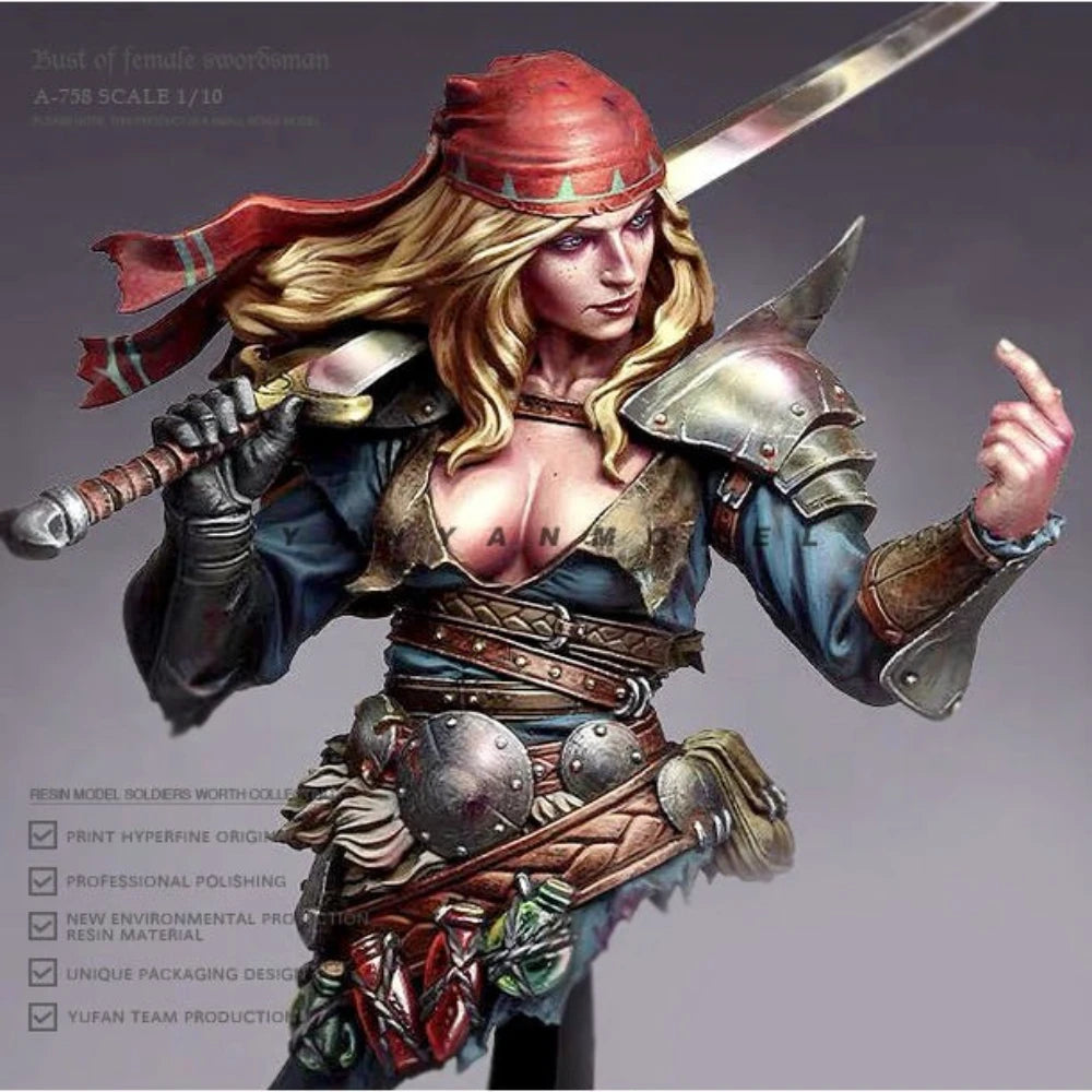 1/10 Female Pirate Warrior, Resin Model Figure Kit, Fantasy Theme, Unassembled and Unpainted