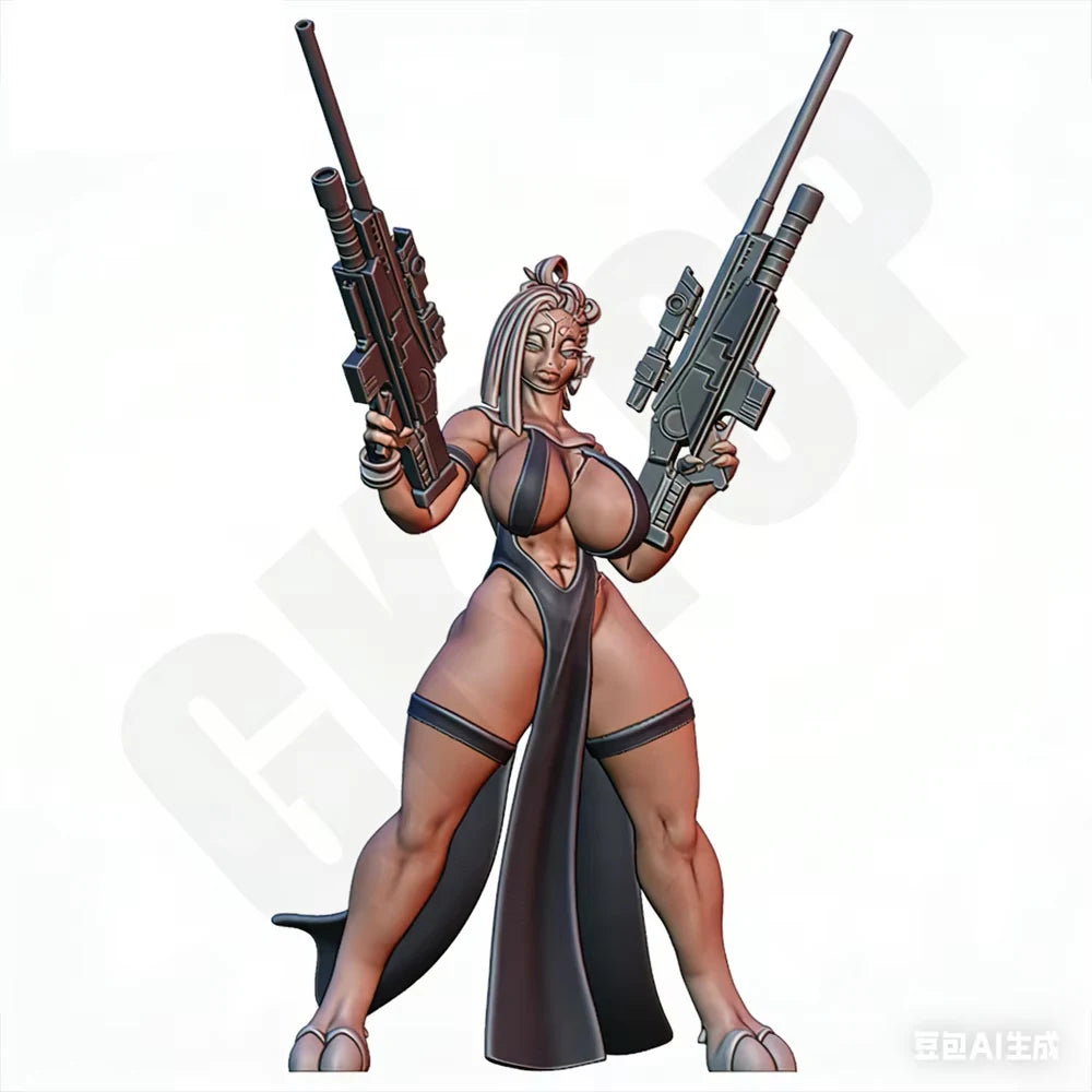 1/24 Sci-Fi Female Sniper, Resin Model Figure Kit, Unassembled and Unpainted