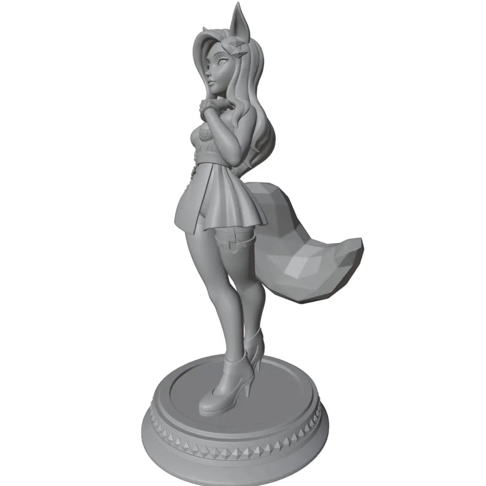1/24 Fox Girl in Blue Top and Skirt with Tail, Resin Model Figure Kit, Anime Theme, Unassembled and Unpainted