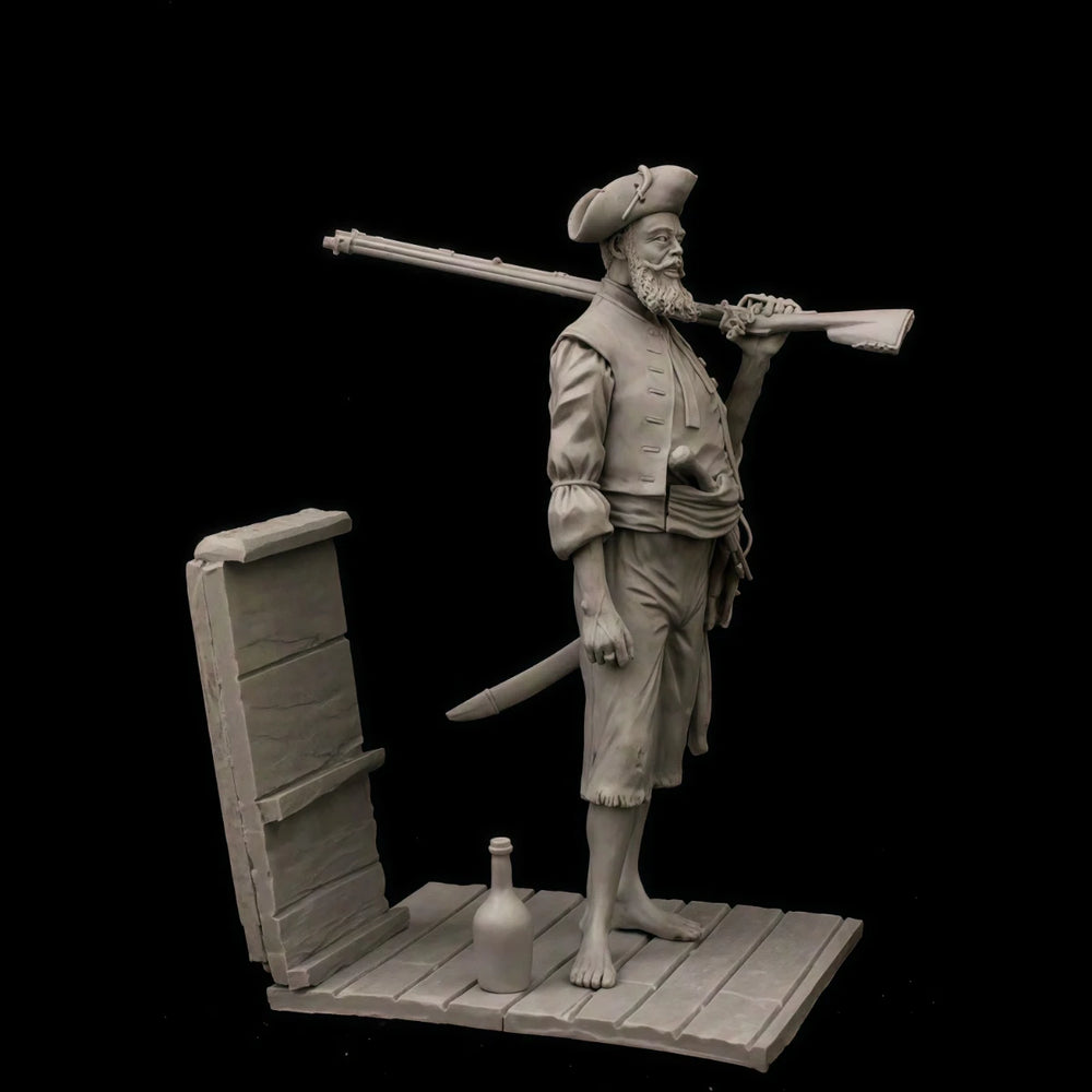 75mm Napoleonic Pirate, Resin Model Figure Kit, Unassembled and Unpainted