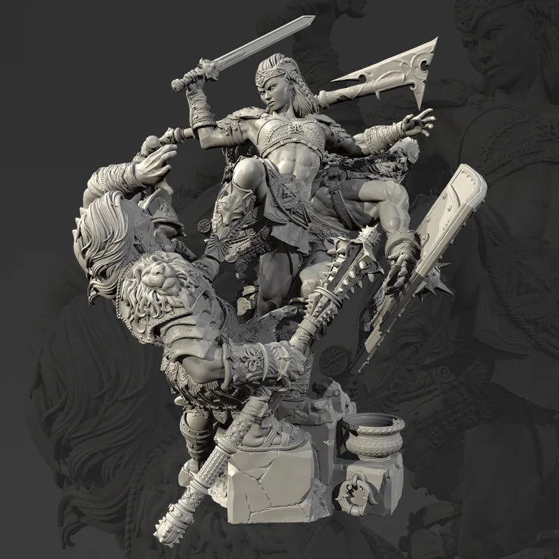 90mm Winged Valkyrie with Dual Swords, Resin Model Figure Kit, Fantasy Theme, Unassembled and Unpainted