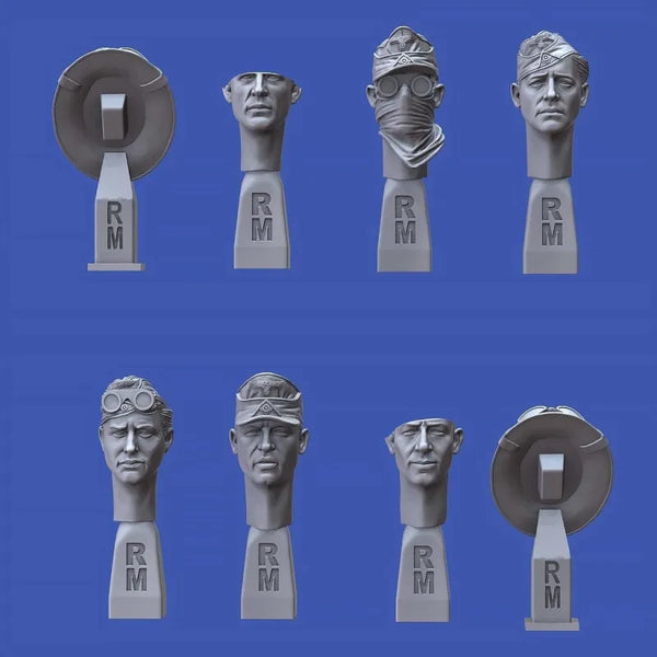1/35 Military Soldier Heads, 8 Figures, Resin Model Bust Kit, Military Theme, Unassembled and Unpainted