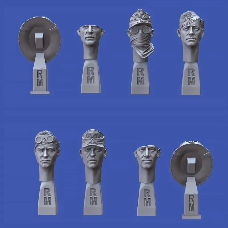 1/35 Military Soldier Heads, 8 Figures, Resin Model Bust Kit, Military Theme, Unassembled and Unpainted