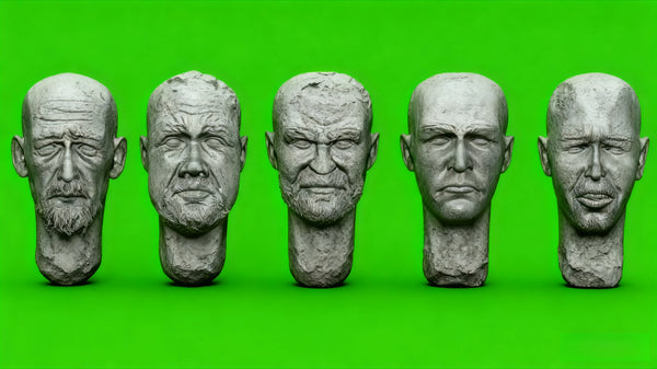 1/35 WWII Male Heads, 5 Figures, Resin Model Figure Kit, Unassembled and Unpainted