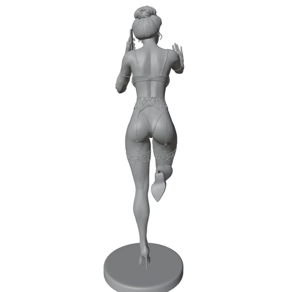 75mm Pin-up Girl Leaping with Waving Hand, Resin Model Figure Kit, Unassembled and Unpainted