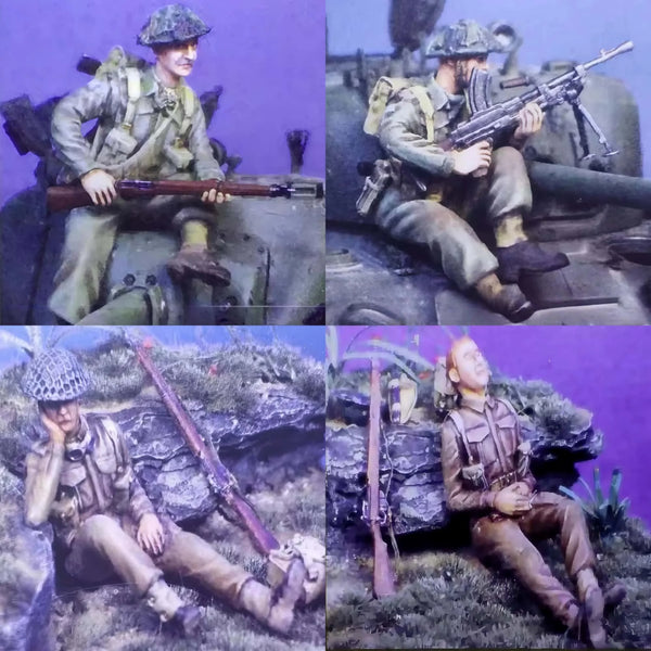 1/35 WWII German Machine Gun Squad with Riflemen, 4 Figures, Resin Model Figure Kit, Unassembled and Unpainted