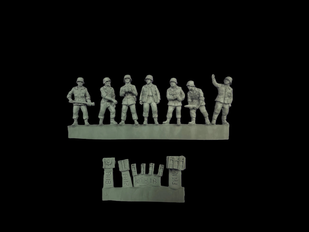 1/72 WWII Allied Soldiers with Fortifications, 6 Figures, Resin Model Figure Kit, Unassembled and Unpainted
