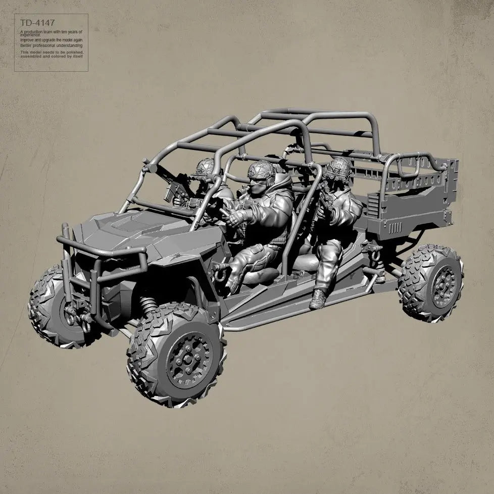 1/48 Modern US Military Vehicle with Crew, 4 Figures, Resin Model Vehicle Kit, Unassembled and Unpainted