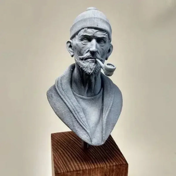 1/9 Old Man Smoking Pipe, Resin Model Bust Kit, Historical Theme, Unassembled and Unpainted