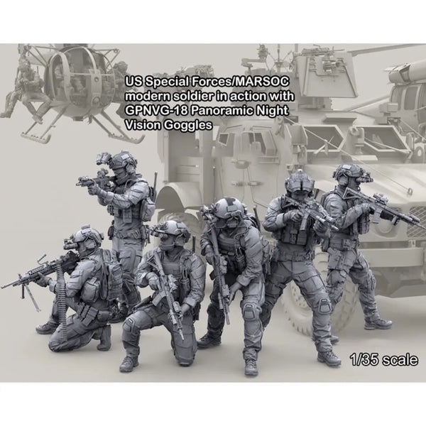 1/35 Modern US MARSOC Operators, 5 Figures, Resin Model Figure Kit, Unassembled and Unpainted
