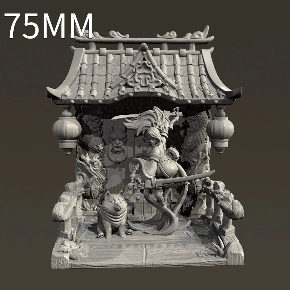 50mm Chinese Cottage Shrine, Resin Model Terrain Kit, Historical Theme, Unpainted