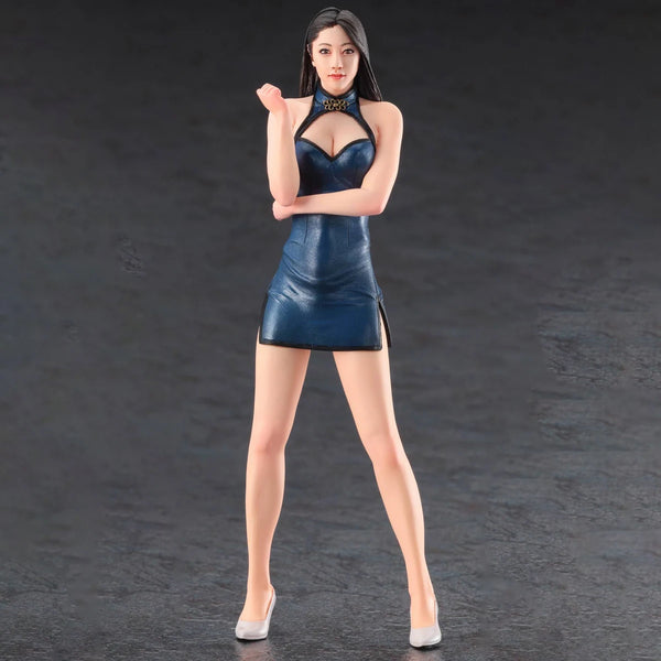 1/12 Modern Pin-up with Black Crop Top and Blue Skirt, Resin Model Figure Kit, Unassembled and Unpainted