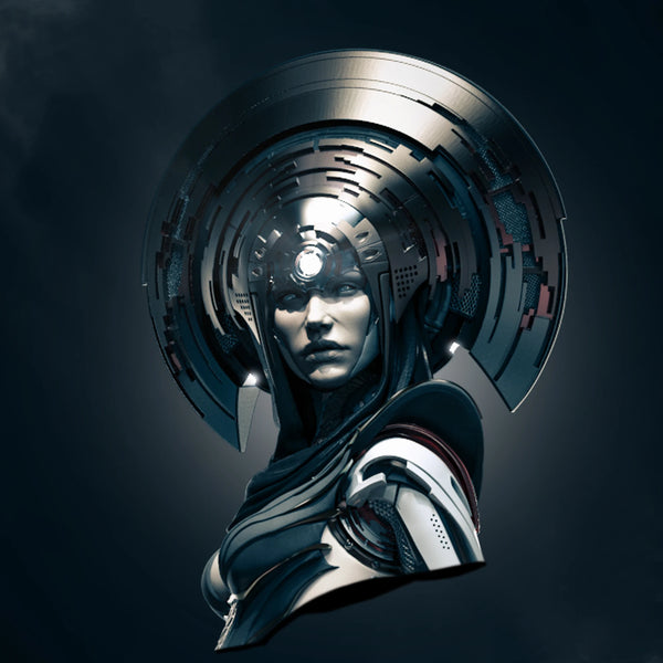 Cyborg Female, Resin Model Bust Kit, Sci-Fi Theme, Unassembled and Unpainted