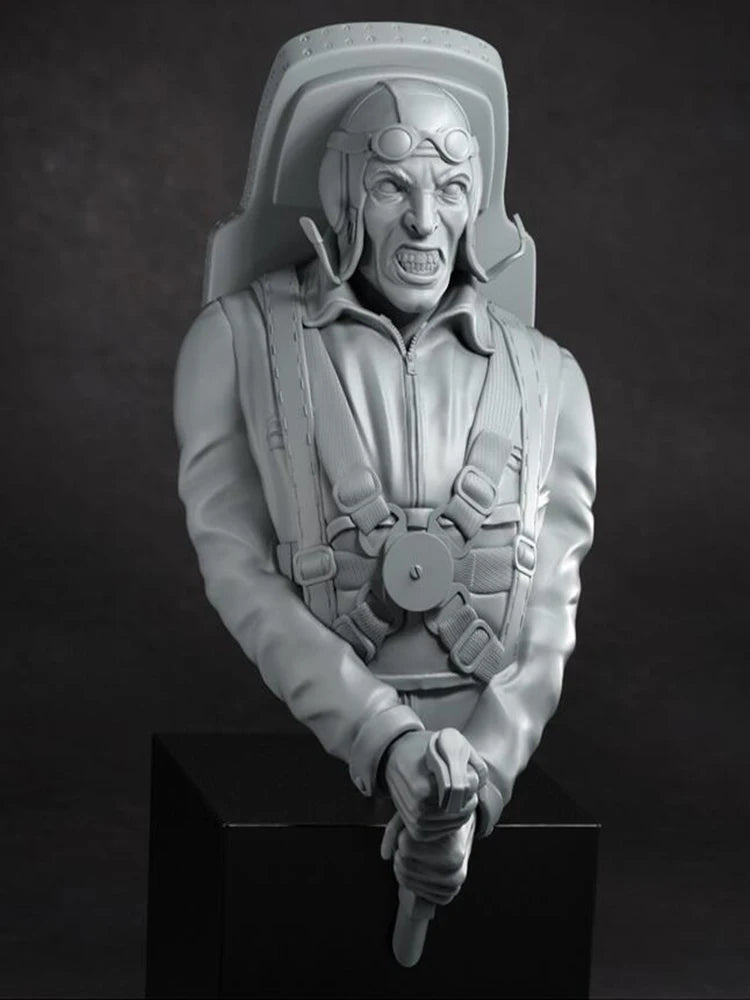 1/10 WWII German Stuka Pilot with Rifle, Resin Model Bust Kit, Unassembled and Unpainted