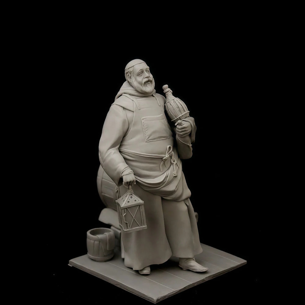 75mm Medieval Monk with Cooking Pots, Resin Model Figure Kit, Unassembled and Unpainted