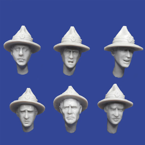 1/35 WWI Soldier Heads, 6 Figures, Resin Model Bust Kit, Unassembled and Unpainted