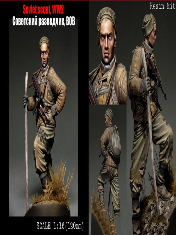 120mm WWII Soviet Soldier, Resin Model Figure Kit, Unassembled and Unpainted