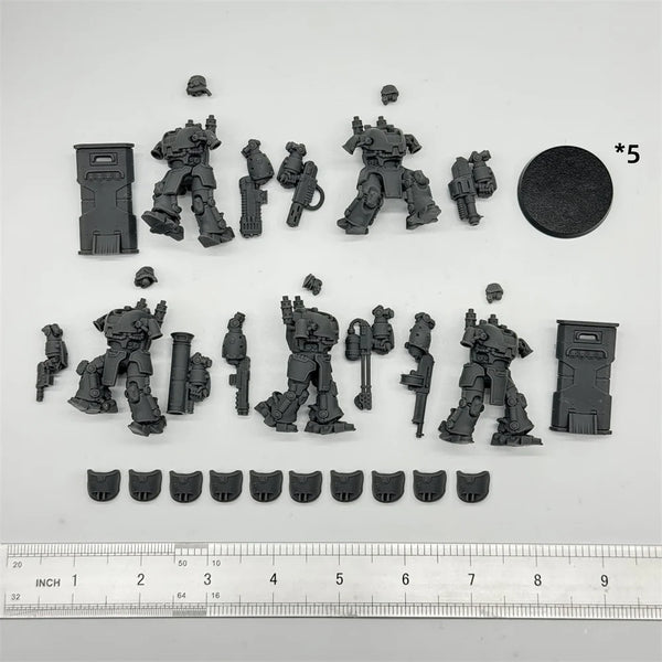 32mm GrimGuard Power Armor Infantry, 18 Figures, Resin Model Figure Kit, Sci-Fi Theme, Unassembled and Unpainted