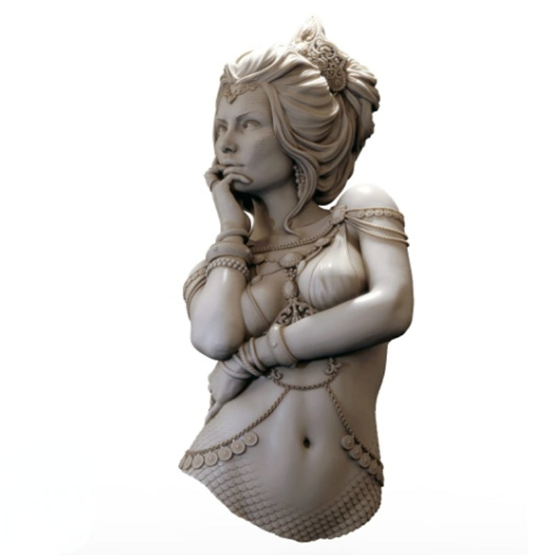 1/10 Contemplative Mermaid Warrior, Resin Model Bust Kit, Fantasy Theme, Unassembled and Unpainted