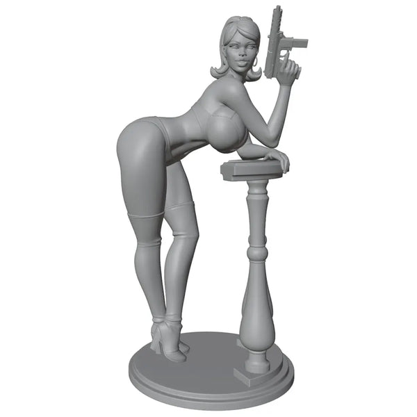 75mm Retro Female Spy Agent, Resin Model Figure Kit, Unassembled and Unpainted