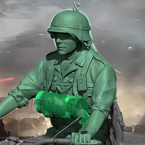 1/35 WWII German Soldier Throwing Grenade with MP40, Resin Model Figure Kit, Unassembled and Unpainted