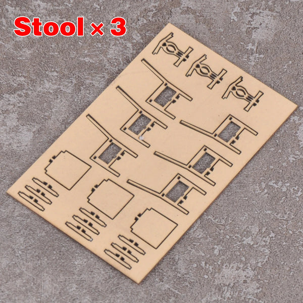 1/35 Simple Wooden Stools with Spindle Backs, Resin Model Diorama Kit, Historical Theme, Unassembled and Unpainted