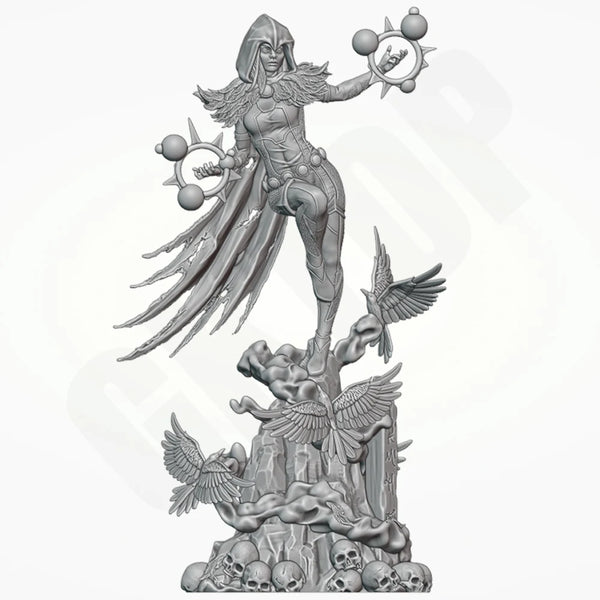 1/24 Belle Crow Winged Sorceress, Resin Model Figure Kit, Fantasy Theme, Unassembled and Unpainted