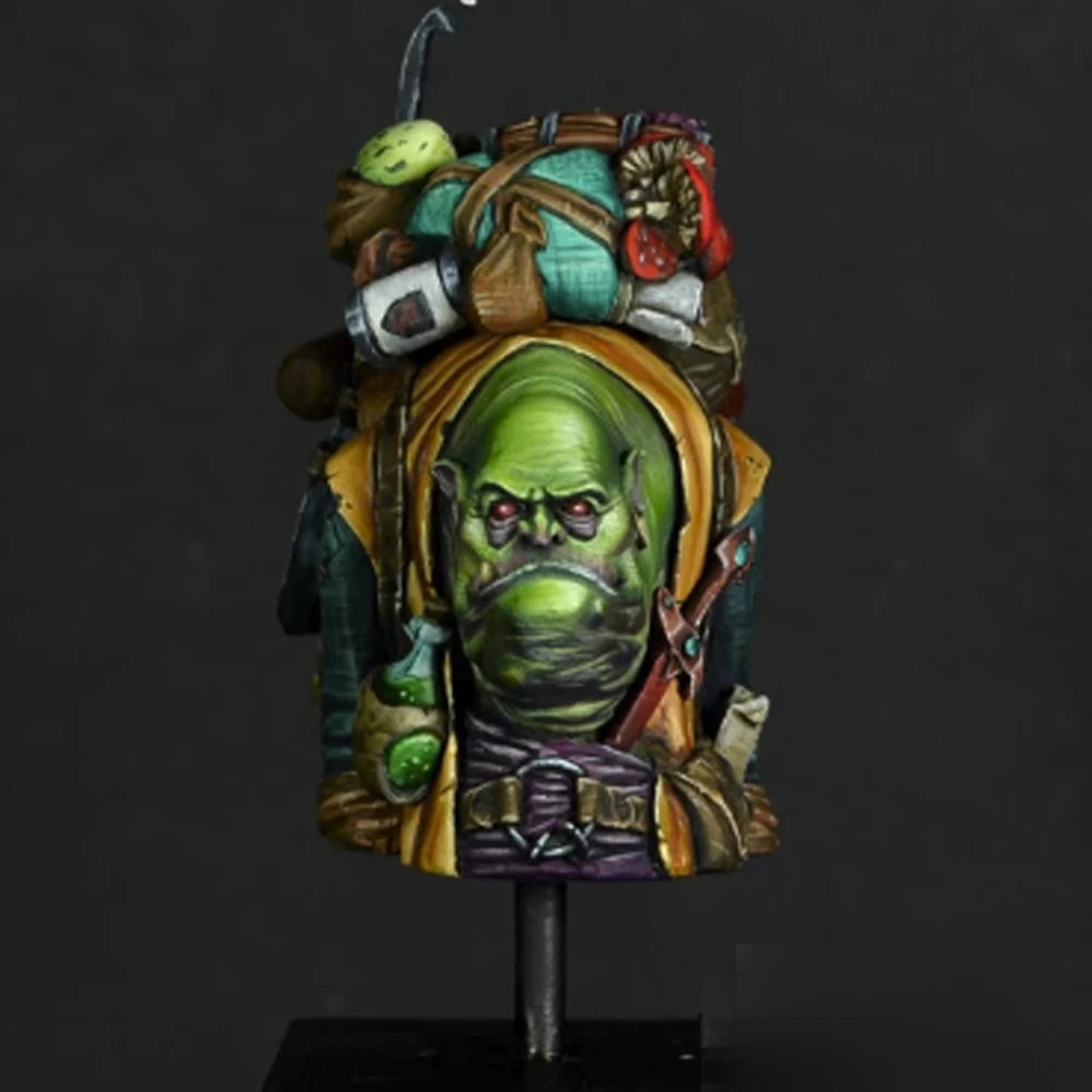 1/10 Orc Backpacker, Resin Model Bust Kit, Fantasy Theme, Unassembled and Unpainted