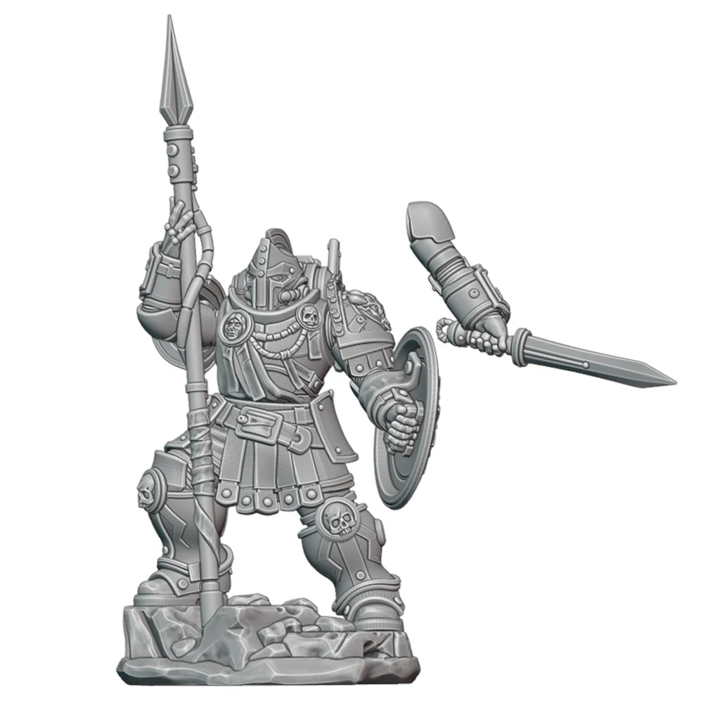 70mm Ornate Plate Knight with Halberd and Shield, Resin Model Figure Kit, Fantasy Theme, Unassembled and Unpainted