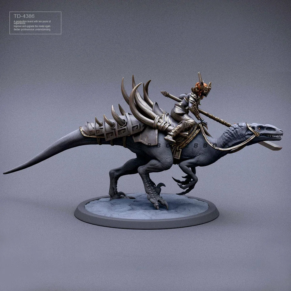 50mm Dragon-Mounted Armored Warrior, Resin Model Figure Kit, Fantasy Theme, Unassembled and Unpainted